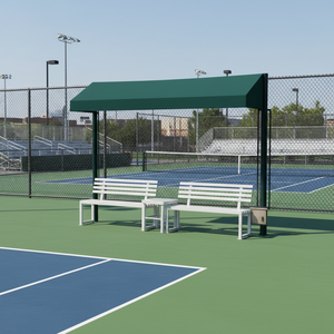 Panca da Esterno in Metallo con Tettoia, Design Moderno Resistente alle Intemperie per Campi da Pickleball e Stadi Sportivi - Product Image 2