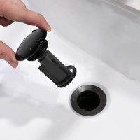 Siphon d'évier anti-insectes escamotable en acier inoxydable SUS304 noir mat pour salle de bain, cuisine, buanderie