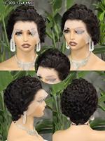 Perruque Lace Front HD Transparente 13x4 |   Perruque bouclée Pixie en cheveux humains vierges brésiliens Remy à 100% pour femmes