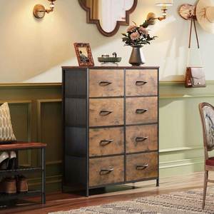 Minimalist 8-Drawer Metal Dresser Storage <b>Cabinet</b> for Bedroom Freestanding Design Black Finish 80cm Width - Product Image 2