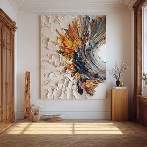 Peinture à l'huile abstraite originale Chengxiang, peinte à la main, rectangulaire, sans cadre, texture tridimensionnelle, pour salon - Product Image 1
