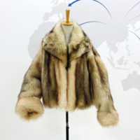 Veste courte en fourrure de renard véritable marron foncé de luxe - Vêtement d'extérieur minimaliste en fourrure véritable pour femmes en hiver