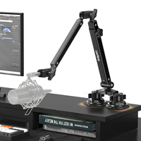 Support de microphone en métal à rotation 360°, réglage de la hauteur, bras anti-vibration pour studios professionnels en direct
