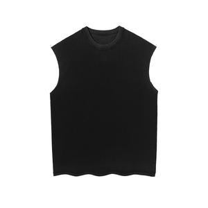 Nuovo Design al rovescio t-shirt da uomo in cotone Vintage più spesso senza maniche lavate con canottiere taglie forti sbiadite - Product Image 5