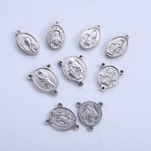3 Hole Catholic Religious Pendants | Virgin Mary St. Benedict Medal Charms for DIY <b>Rosary</b> Making & Bead Connecting - Product Image 1