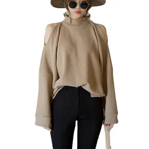 Women fashion bat sleeve split long sleeve hoodies