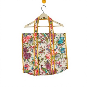 Quilted Cotton Customizable Cartoon Printed Sustainable Tote <b>Bag</b> with Long Handle ART&ART CTB-11 Large - Product Image 1