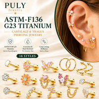 Bijoux haut de gamme en titane ASTM F136, labret à filetage interne, étanche, 16g, style vintage, pour lèvres et hélix, idéal pour un cadeau