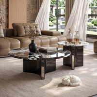 Italienischer Moderner Natürlicher Marmor Runder Couchtisch Luxuriöser Hochwertiger Wohnzimmertisch für Zuhause Hotel Apartment Anpassbar
