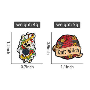 Spille Smaltate a Tema Magia e Lavoro a Maglia, con Palline di Lana Colorate, Fiori, Teschio Vintage Punk, Spilla da Bavero, Vendita all'Ingrosso - Product Image 6