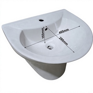 Lavabos <span class=keywords><strong>de</strong></span> Baño <span class=keywords><strong>de</strong></span> Cerámica <span class=keywords><strong>de</strong></span> Estilo Moderno, Lavabo Irregular Suspendido en la Pared con Desagüe, Montaje <span class=keywords><strong>de</strong></span> Grifo <span class=keywords><strong>de</strong></span> un Solo Orificio, para Hotel o Villa - Product Image 6