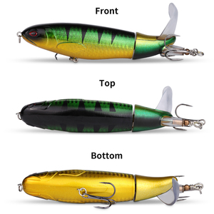 Juego de 5 señuelos de pesca de superficie tipo lápiz de 13 g y 10 cm con cola giratoria flotante para lubina, trucha, agua dulce y salada - Product Image 3