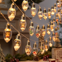 Guirlandes lumineuses LED de Noël en forme de bouteille à vœux, lumières à ampoules, décorations lumineuses de Père Noël, bonhomme de neige et sapin de Noël