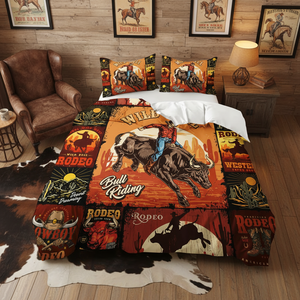 Ensemble <span class=keywords><strong>de</strong></span> housse <span class=keywords><strong>de</strong></span> couette 3 pièces en tissu microfibre imprimé en 3D, style moderne western cowboy, écologique, décoration <span class=keywords><strong>de</strong></span> maison <span class=keywords><strong>de</strong></span> ferme en bois - Product Image 2