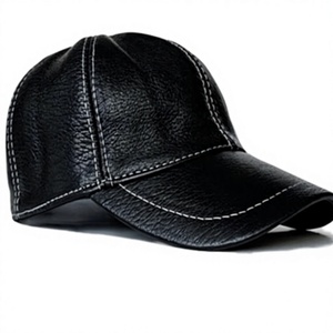 Custom Quiet Luxury Real Leather Strapback <b>Cap</b> Blank Soft Sheepskin Dad <b>Hat</b> High-End Private Label Headwear - Product Image 1
