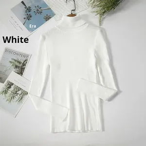 Suéter Pulôver Feminino de Tamanho Único Estilo Coreano Transfronteiriço, Gola Alta de Manga Comprida, Cor Lisa, Camiseta de Malha para Usar por Baixo - Product Image 5