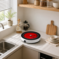 Plaque chauffante infrarouge à économie d'énergie 2000W, cuisinière électrique portable avec surface en verre cristallin pour la cuisine à domicile