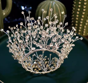 Tiara <span class=keywords><strong>de</strong></span> Corona Redonda <span class=keywords><strong>de</strong></span> Cristal Brillante Hecha a Mano con Pedrería para <span class=keywords><strong>Novia</strong></span>, Princesa, para Bodas y Fiestas - Product Image 1