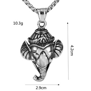Stainless Steel Men's Asymmetrical Geometric <b>Elephant</b> Pendant Necklace Themed Animal Charm <b>Gift</b> Jewelry - Product Image 5