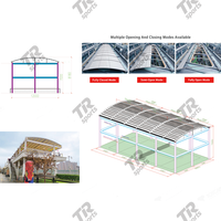 Structure de toit rétractable électrique pour terrain de padel, type mobile