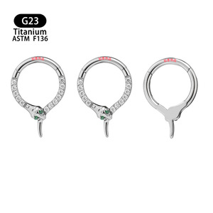 Anneau de nez en zircon serpentin, titane G23 ASTM F136, 8 mm, bijoux de piercing sans soudure - Product Image 5