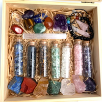 Produits de Guérison Spirituelle Naturelle Chips de Cristal Bouteille Souhaitant Boîte Cadeau en Cristal Ensemble de 7 Chakras