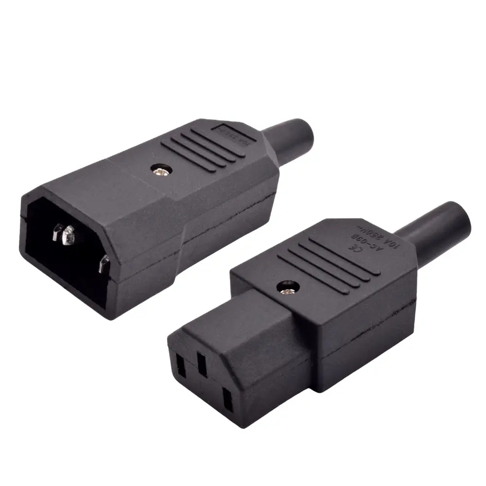 3pin 10A 250VAC AC IEC 320 C13 C14 Nam Nữ Bảng điều khiển gắn AC đầu vào dây nguồn Bộ chuyển đổi cắm và ổ cắm kết nối dây