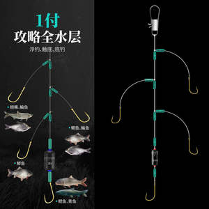 JLRJS53J Ensemble de lignes de pêche multi-hameçons avec 4 hameçons pré-montés pour la pêche en eau douce, en ligne directe, en réservoir et en étang - Product Image 4