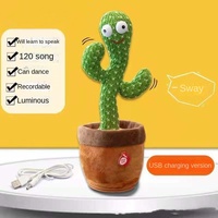 Cactus en peluche rouge qui chante et danse, lumineux, apprend à parler, 30 cm, rembourré en coton PP, jouet pour enfants, cadeau d'anniversaire pour garçons et filles