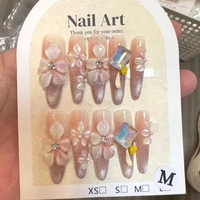 Faux ongles 3D à motifs floraux aléatoires, vente en gros, plusieurs designs / longueurs, ongles faits main à presser, fournisseur de haute qualité