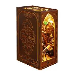 Nhà Sách Bằng Gỗ Thu Nhỏ Nhà Búp Bê Nhà Búp Bê Xây Dựng Mô Hình Đồ Chơi Kệ Chèn Booknook Kit 3D Câu Đố Cho Tùy Chỉnh DIY Cuốn Sách Nook