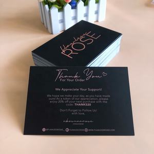 Профессиональная печать Роскошная золотая фольга горячая печать черный матовый благодарственные открытки 100 для моего малого бизнеса - Product Image 2