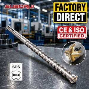 Forets de marteau perforateur rotatifs SUBORUI OEM SDS Max Plus à pointe en carbure croisée de 280 mm, 400 mm, 600 mm pour le perçage de la maçonnerie et du béton - Product Image 1