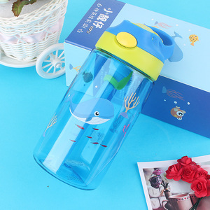 Garrafa de Água Ecológica Barata com Canudo para Crianças e Estudantes, Garrafa Plástica de 500ml com Padrão de Desenho Animado, Copo de Viagem para Água Fervente - Product Image 4