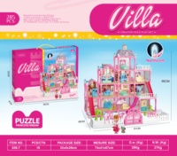 Jouets de princesse pour filles, accessoires, meubles, assemblage DIY, villa, château, grande maison de poupée avec chien de compagnie