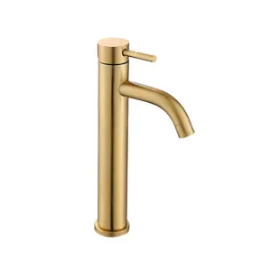 Bathroom Mixer Faucet Brushed Stainless Steel 201 Gold Color Faucets Mixers & Taps Single Hole Wash Basin Faucet