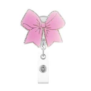 Wholesale cross-border hot-selling glitter <b>bow</b> strap with retractable name tag buckle, document <b>holder</b>, easy-open buckle, in - Product Image 5