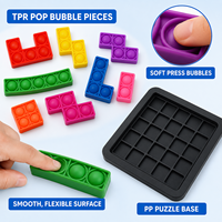 40-Piece TPR Pop Bubble Block Puzzle dengan Alas PP, Mainan Konstruksi Hewan & Alam Warna-warni dalam Kotak Retail