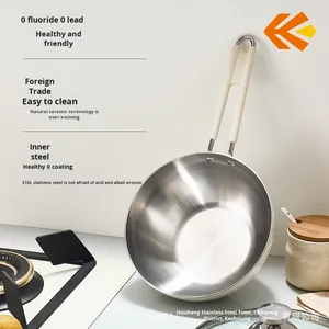 <strong>Small</strong> 16cm Metal Stock <strong>Pot</strong> 316 Three-Layer Steel 2mm Thick Soup Baby Milk Food Supplements Instant Noodles Stir-Fry <strong>Lid</strong> Grid - Product Image 4