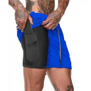 Herren 2 in 1 Lauftraining shorts Gym Workout Quick Dry Shorts mit Handy tasche - Product Image 4