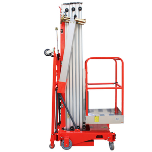 Alat pengangkat hidrolik, 10m 11m alat tiang satu kolom tiang pria mengangkat roda samping portabel empat outtrigger elektrik peralatan <span class=keywords><strong>Hoist</strong></span> rantai - Product Image 1