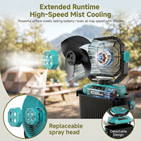 Ventilateur de camping rechargeable HY-8158W 30000mAh à oscillation automatique avec lanterne LED et fonction de minuterie