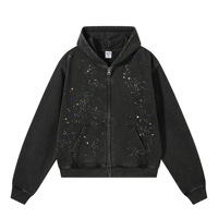 Nouveau pull rétro américain délavé et vieilli à capuche