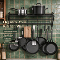 Étagère de rangement murale en fonte à trois niveaux détachable pour bols, assiettes et casseroles, pour cuisine et salle de bain