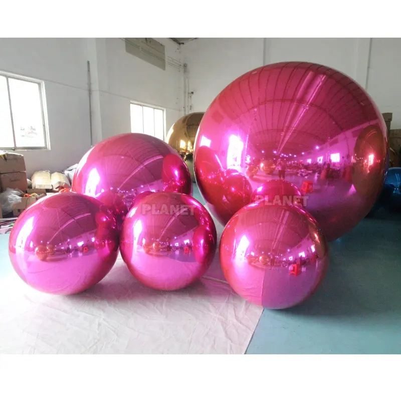 Оптовая продажа, подвесной декоративный зеркальный шар для вечеринки, Надувной розовый зеркальный шар для украшения мероприятия