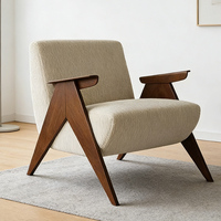 Fauteuil d'appoint en chenille de style moderne du milieu du siècle, avec structure en bois massif, pour salon et chambre à coucher
