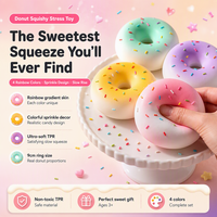 Jouet à presser en forme de donut, doux, à remontée lente, anti-stress, avec dégradé arc-en-ciel et paillettes, pour filles et garçons