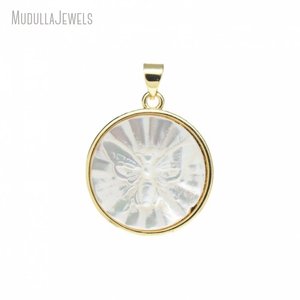 Pm52527 thiết kế cổ Điển Tôn Giáo Virgin Mary guadalupe Marian mạ vàng hình bầu dục Hình dạng vỏ màu trắng mặt dây chuyền trang sức phụ kiện - Product Image 2