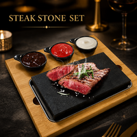 Vente en gros de grillades pour barbecue, pierre de lave, logo personnalisé, cuisson grésillement, pierre chaude pour steak