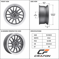 Jantes forgées CF 108 mm PCD 18 pouces pour voitures particulières, design Mesh Deep Dish, compatibles Volvo Ford Focus Jaguar